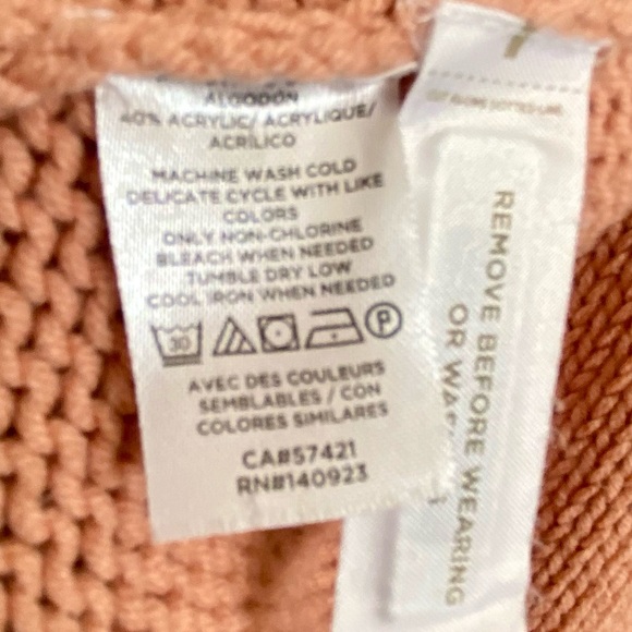 LOFT long cardigan with front pockets. Spring peachy shade. Size-Small - Picture 5 of 6